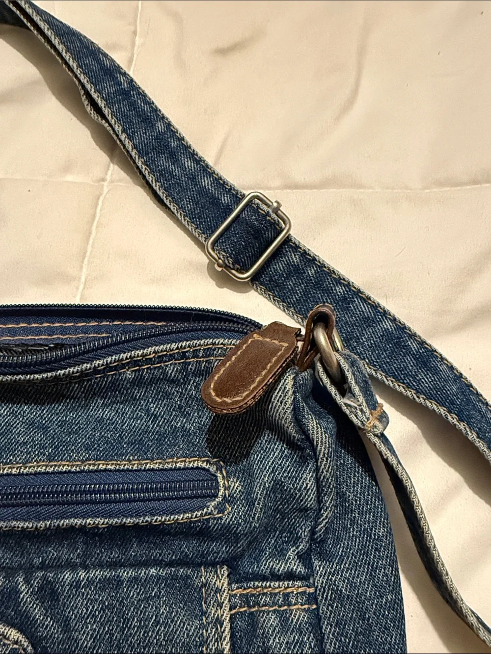 Denim Crossbody Bag in Blue - Casual Women's Shoulder Bag